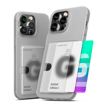 iPhone 14 Pro Max Slim & Tough Case Cover with Card Holder: Screen & Camera Guard, Drop Protection, Strong Build - Frosted Clear